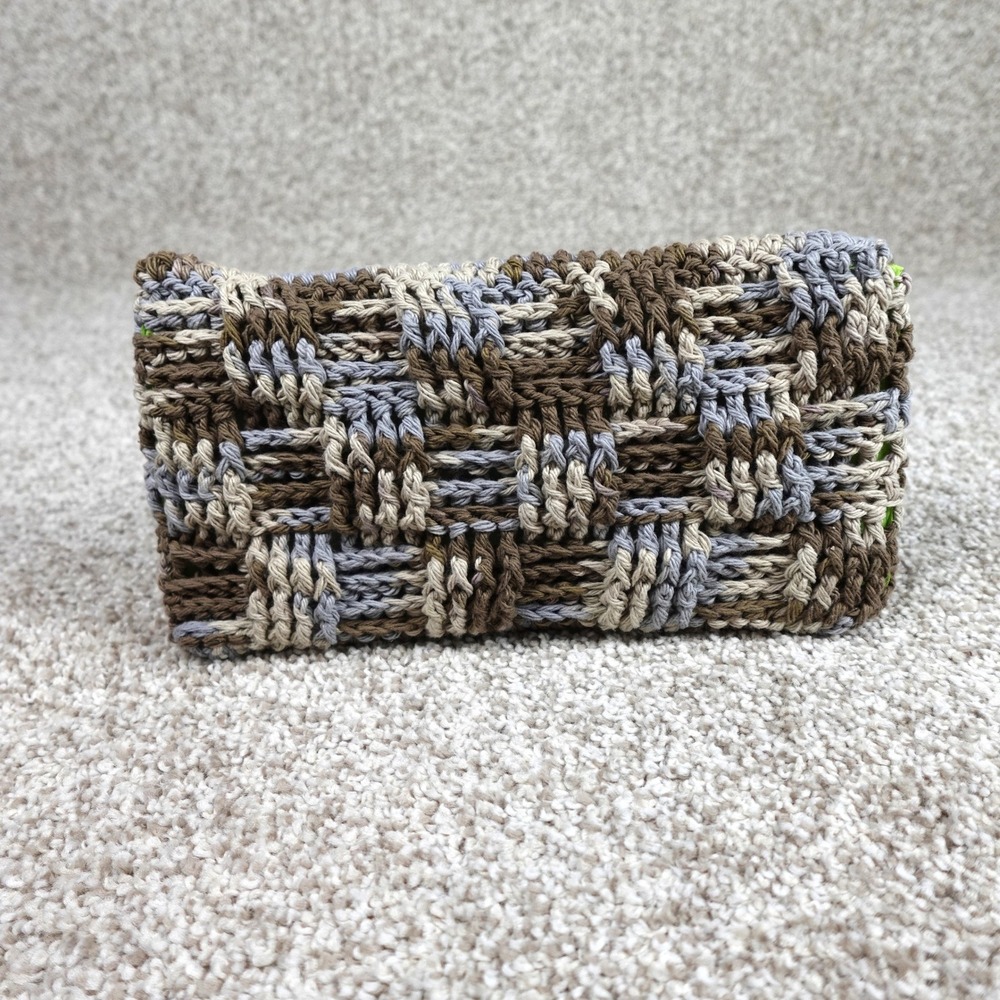 Handmade Crochet Reusable Mop Cover Brown Tan Blue Basketweave Swiffer Pad - Picture 1 of 5
